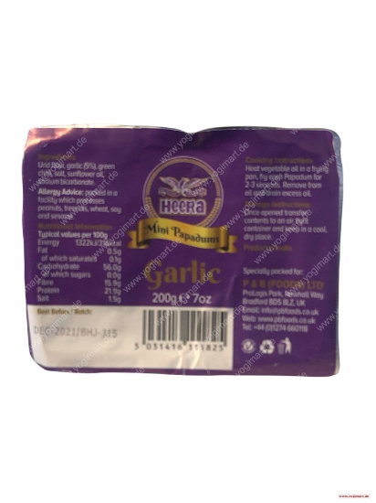 Bild von Heera Mini Papadums Garlic 200g