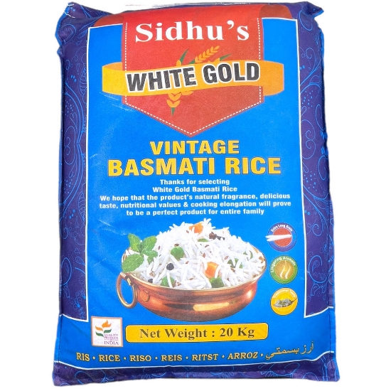 Bild von Sidhu's White Gold Vintage Blue Basmati Rice 20kg